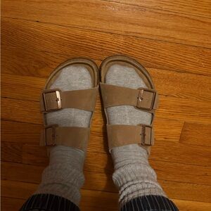 Birkenstock Women's Arizona Oiled Leather Soft Footbed Sandals - Tobacco Brown